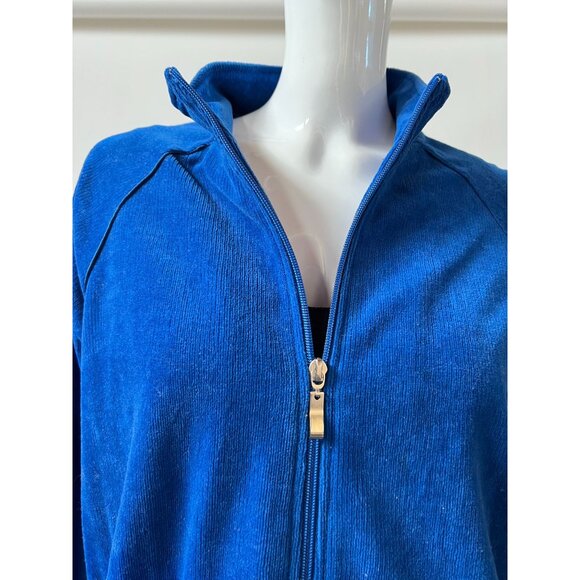 Allison Daley Petite Womens Blue Full-Zip Jacket With Pockets PM/M Cotton & Poly - Picture 15 of 16